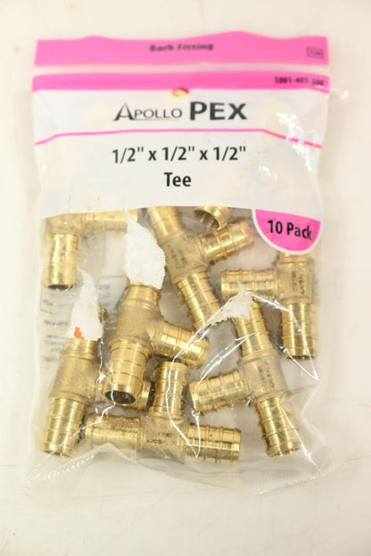 Apollo 1/2" Brass PEX-B Barb Tee, PK 9