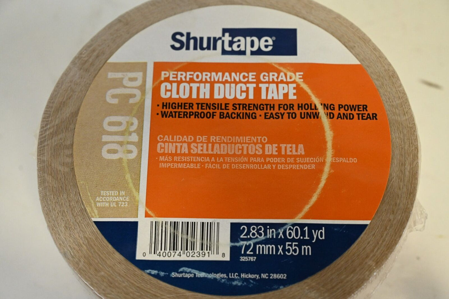 SHURTAPE PC-618, Duct Tape, 2.83 in x 60.1 yd