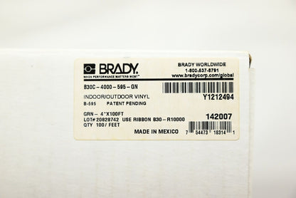 Brady B30C-4000-595-GN Indoor/Outdoor Vinyl Tape, Green