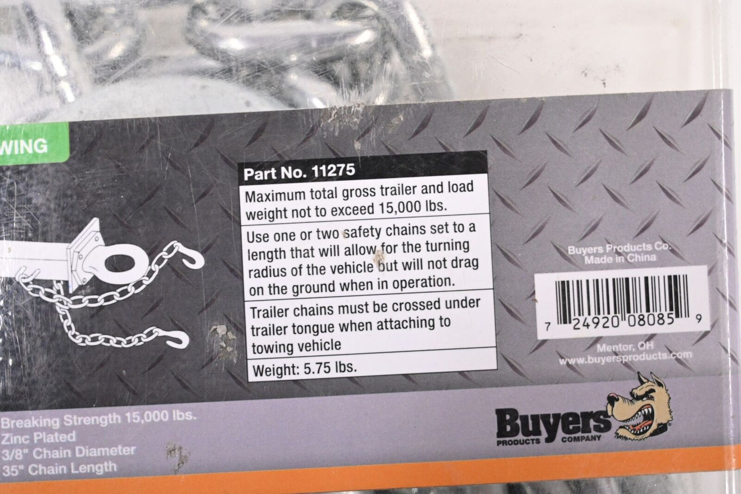 Buyers Products 11275 Safety Chain, Carbon Steel