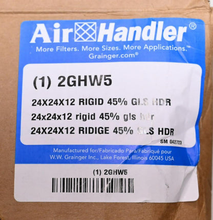 Air Handler 2GHW5 Rigid Cell Air Filter, 24" Ht x 24" Wd x 12" Dp (DENTS)