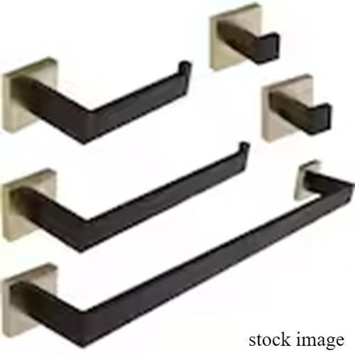 BWE A-91012-S-GB-1 5-Piece Gold Black Decorative Bathroom Hardware Set