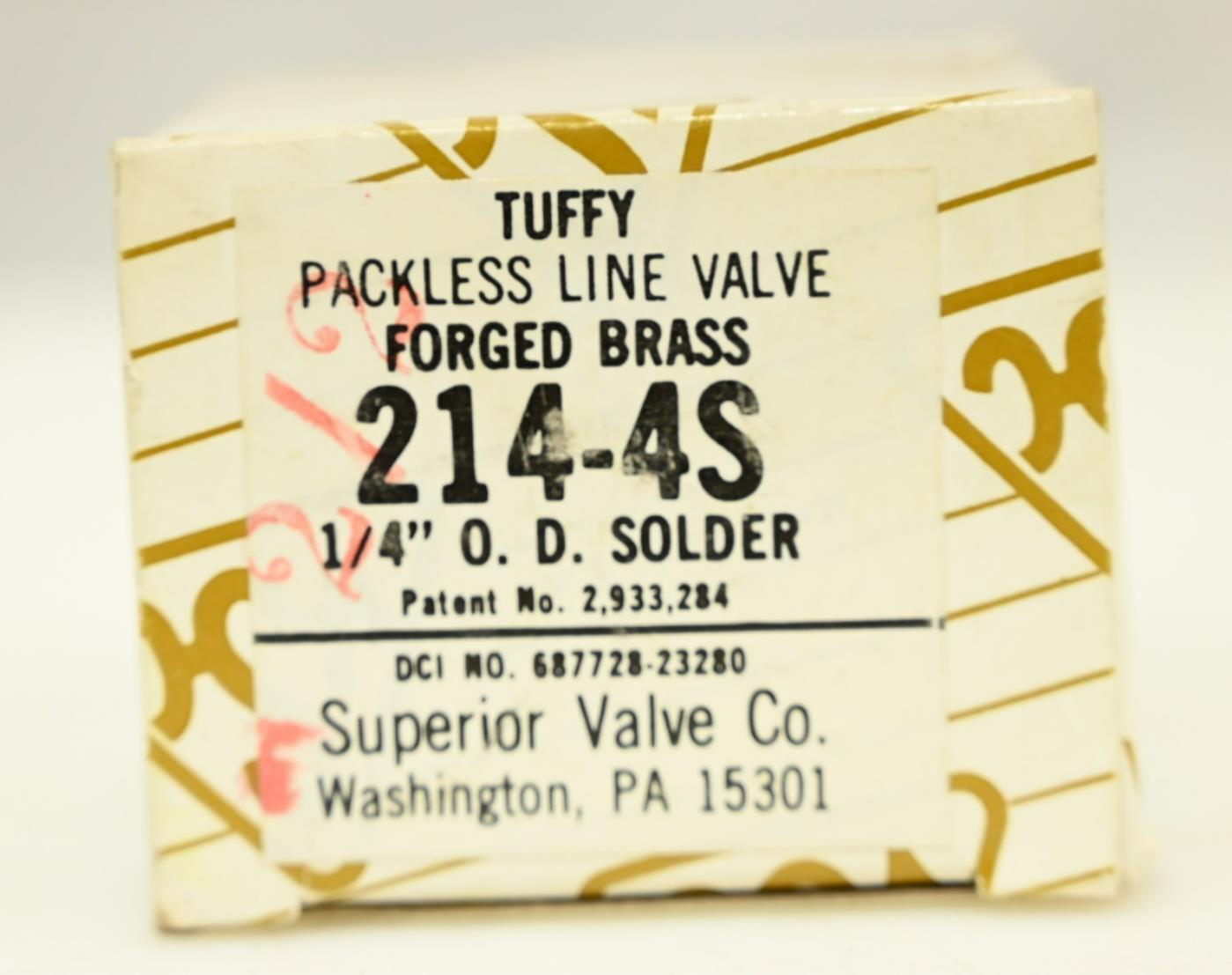 Tuffy 214-4S Packless Line Valve Forged Brass 1/4" O.D. Solder