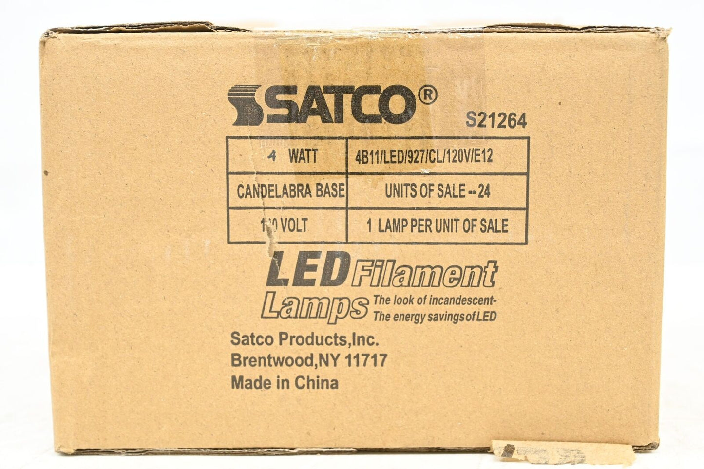 Satco S21264 4 Watt Vintage Edison Dimmable B11 Candelabra (E12) LED Bulb, PK 24