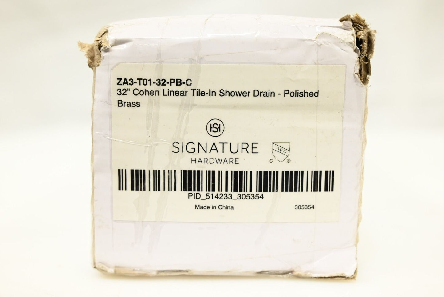 Signature Hardware ZA3-T01-32-PB-C 32" Cohen Linear Tile-In Shower Drain, PB