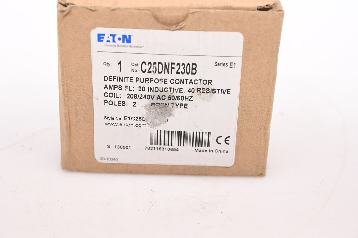 C25DNF230B, Cutler Hammer, C25 Series, type C25, 2P, 1PH, 30A, 600V, Inductive