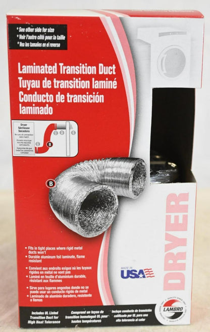 Lambro 498C 4 in. x 8 ft. Laminated Transition Duct, PK 12