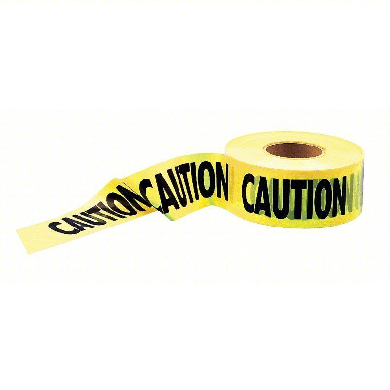 Barricade Tape 4A416, 1,000 ft Roll Length, 3 in Roll Width, Yellow