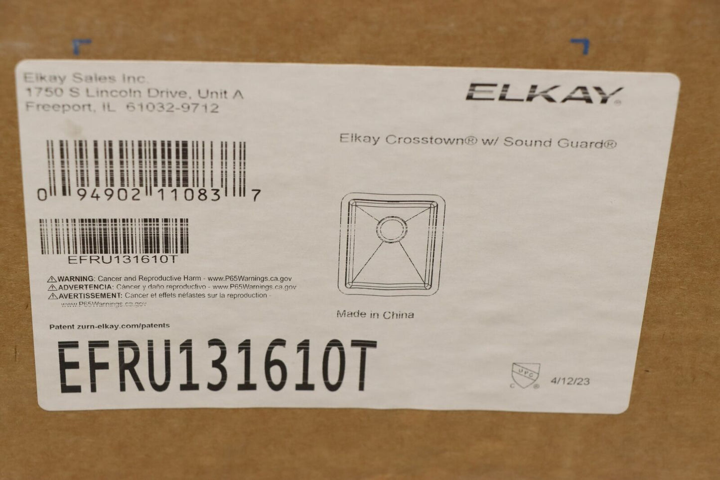 Elkay EFRU131610T Crosstown 16" Undermount Single Basin Stainless Steel Kitchen