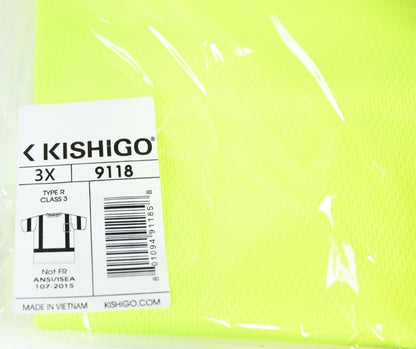 Kishigo 9118 Class 3 Polyester T-Shirt, Lime, Size 3XL