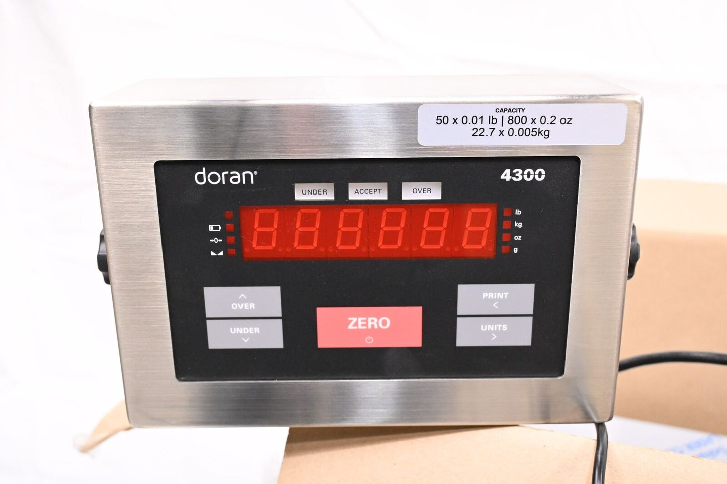 Doran 4350/12 Platform Bench Scale, 50 lb Capacity, 304 Stainless Steel