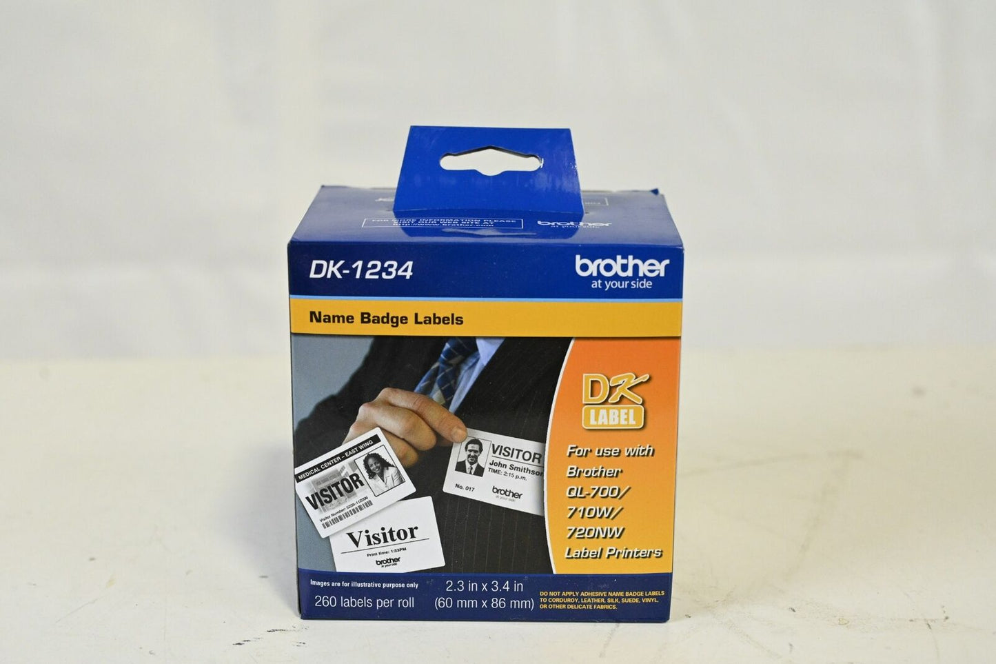 Brother DK-1234 Die-Cut Adhesive Name Badge White Paper Labels for Brother QL