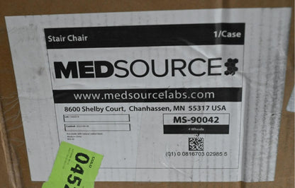 MEDSOURCE MS-90042 Stair Chair, 350 lb Wt Capacity, 37 in Ht, 20 in Wd, 26 in Dp