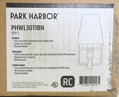 Park Harbor PHWL3011BN Southampton 11" Tall Single Light Bathroom Fixture